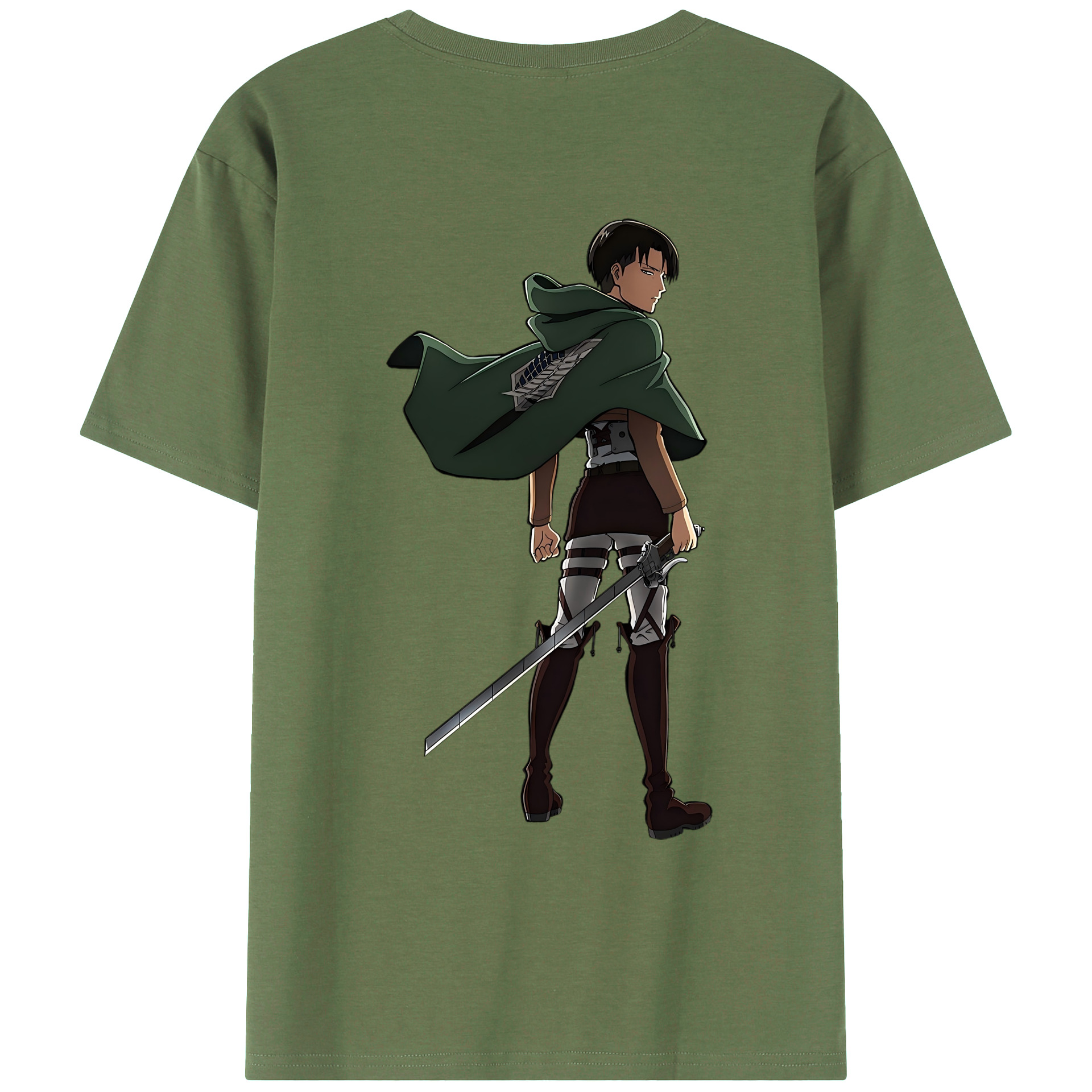 （画像用） 進撃の巨人 リヴァイ·アッカーマン Attack on Titan Levi Ackerman 綿100％ メンズ半袖Tシャツ（バックプリント） 通気性